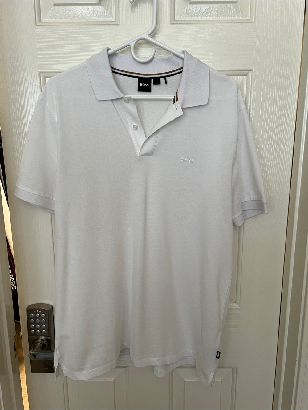 BOSS White Men's Polo with Subtle Logo